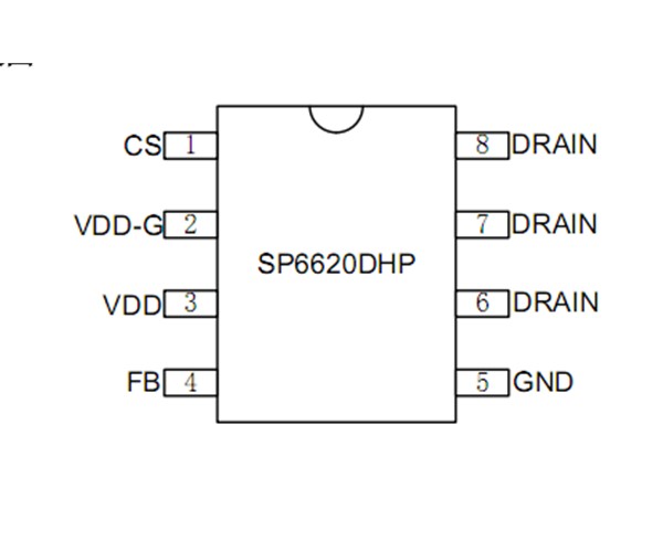 SP6620DHP    18W  高性能、低功耗开关电源控制芯片