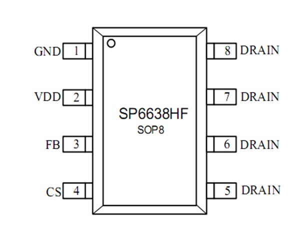 SP6638HF，恒功率，支持低压直充的PWM芯片，18W，内置MOS