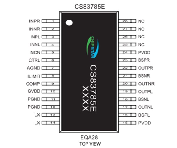 CS83785(单节锂电池内置升压2x10W双声道D类音频功放IC）